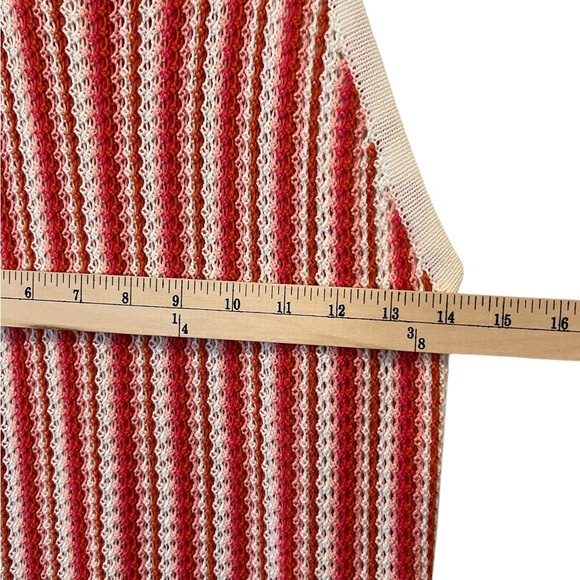 C&C California Crochet Beach Cover Up Sleeveless Halter Striped Pink White Small - Picture 7 of 8